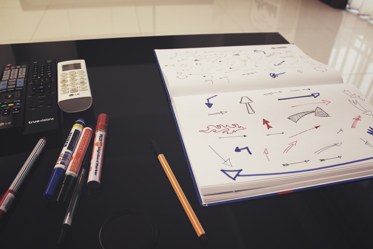Hand Drawn Arrows in Notepad