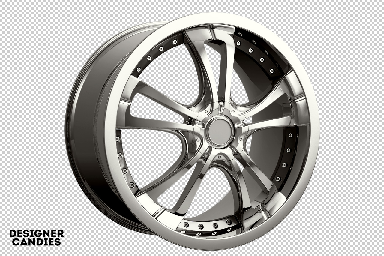 3D Chrome Rim Render Png
