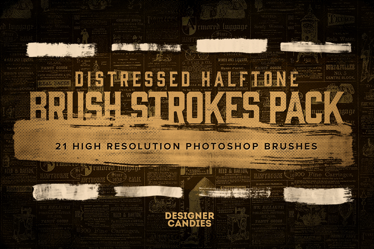 Distressed halftone Brush Strokes