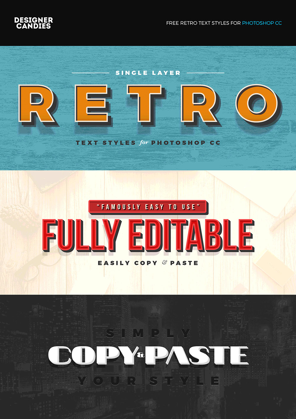 Free Retro Text Styles forPhotoshop CC