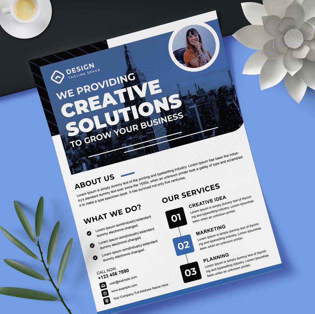 Blue Real Estate Flyer Layout for InDesign
