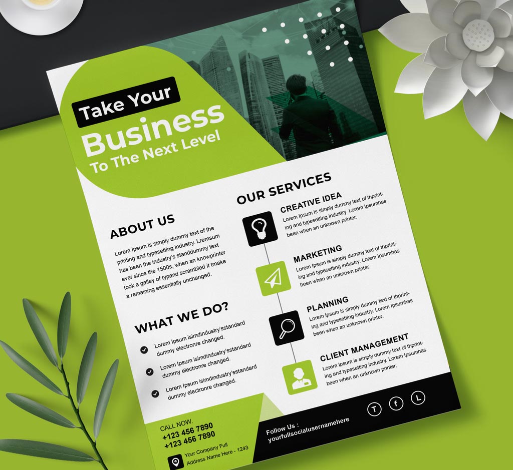 Green Flyer InDesign INDD