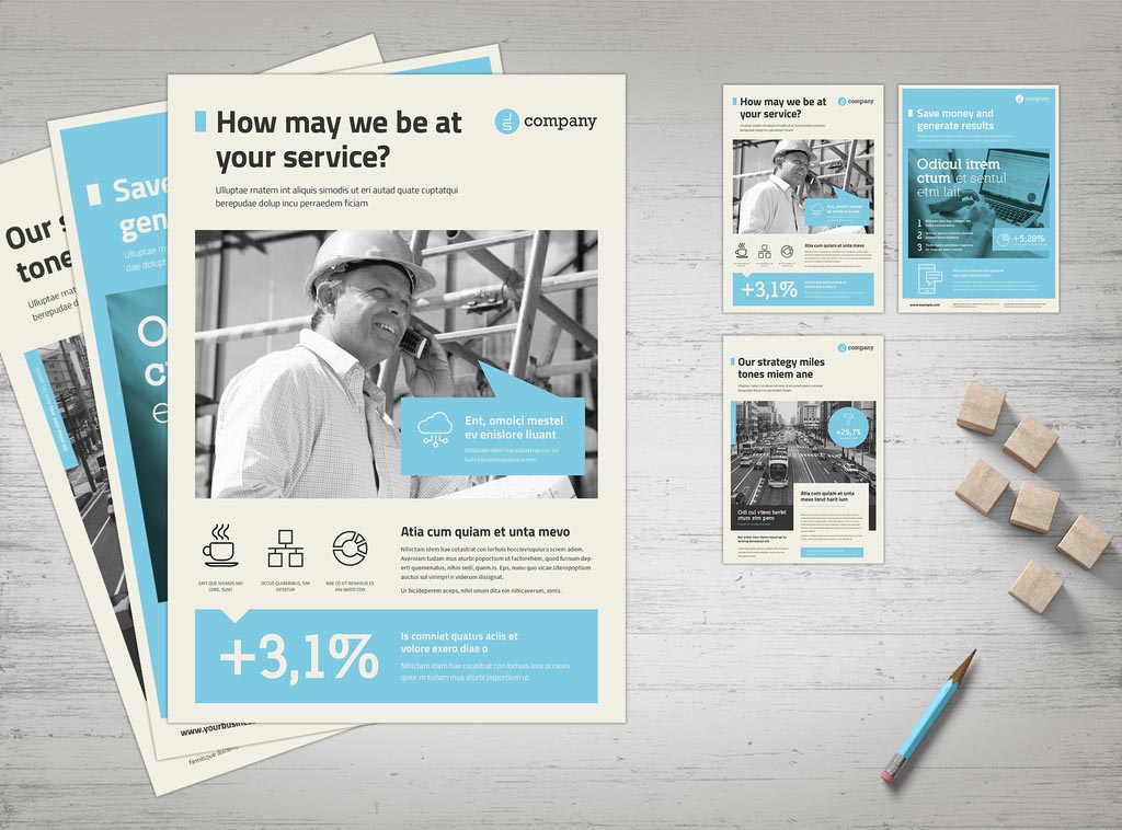 InDesign INDD Business Flyer Template with Blue Accents