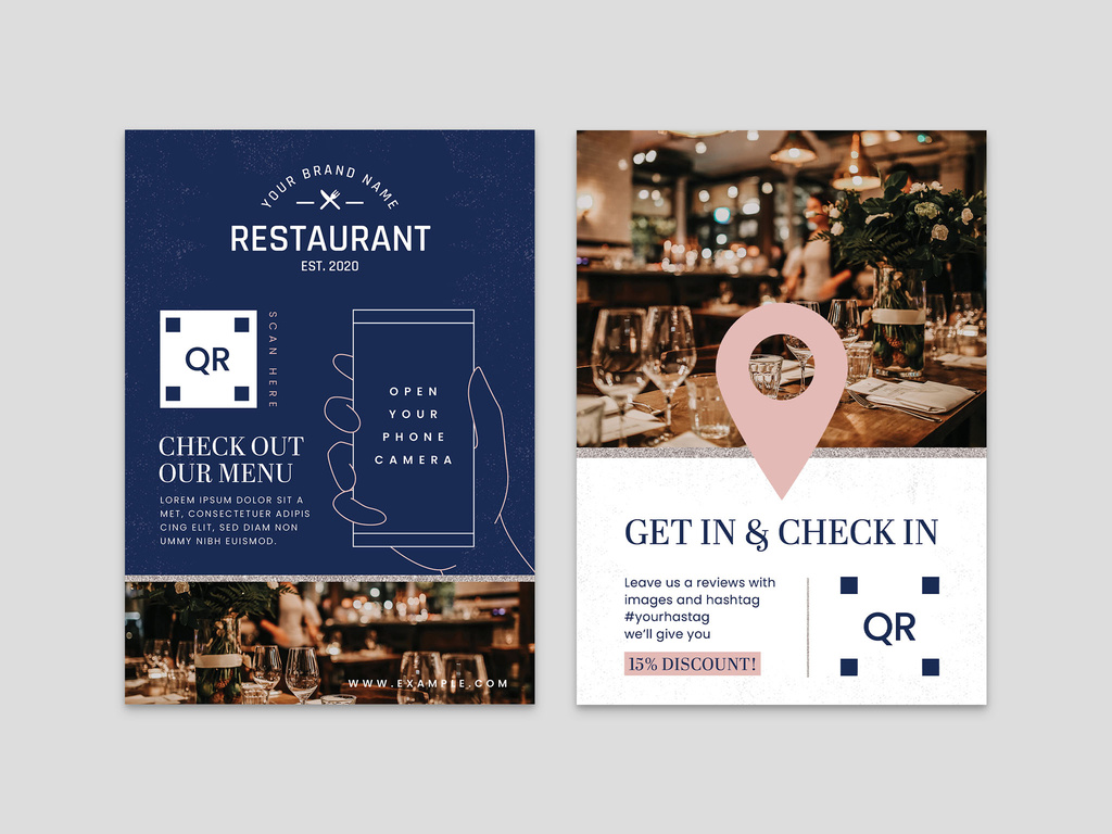 InDesign Restaurant Flyer Template with QR Code