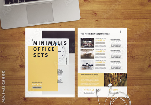 Minimal InDesign Flyer Template with Yellow Accents