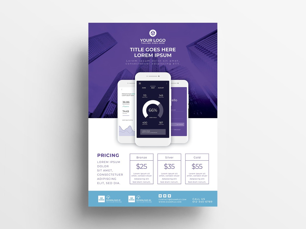 Mobile App InDesign Flyer Template
