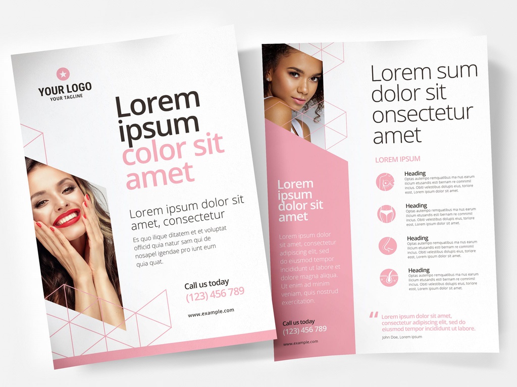 Pink Cosmetic Service Flyer Template INDD