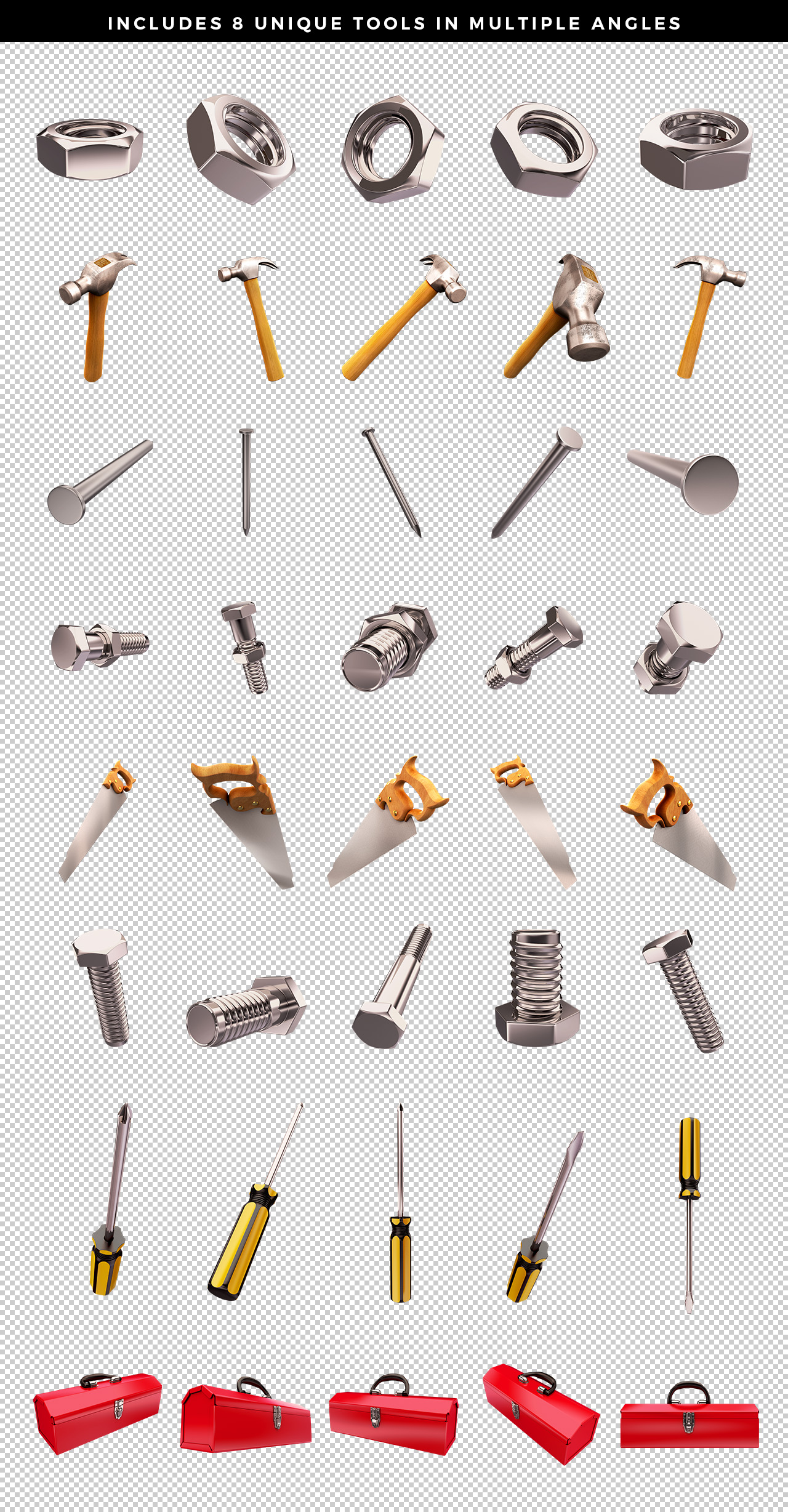 Transparent PNG Tool Renders