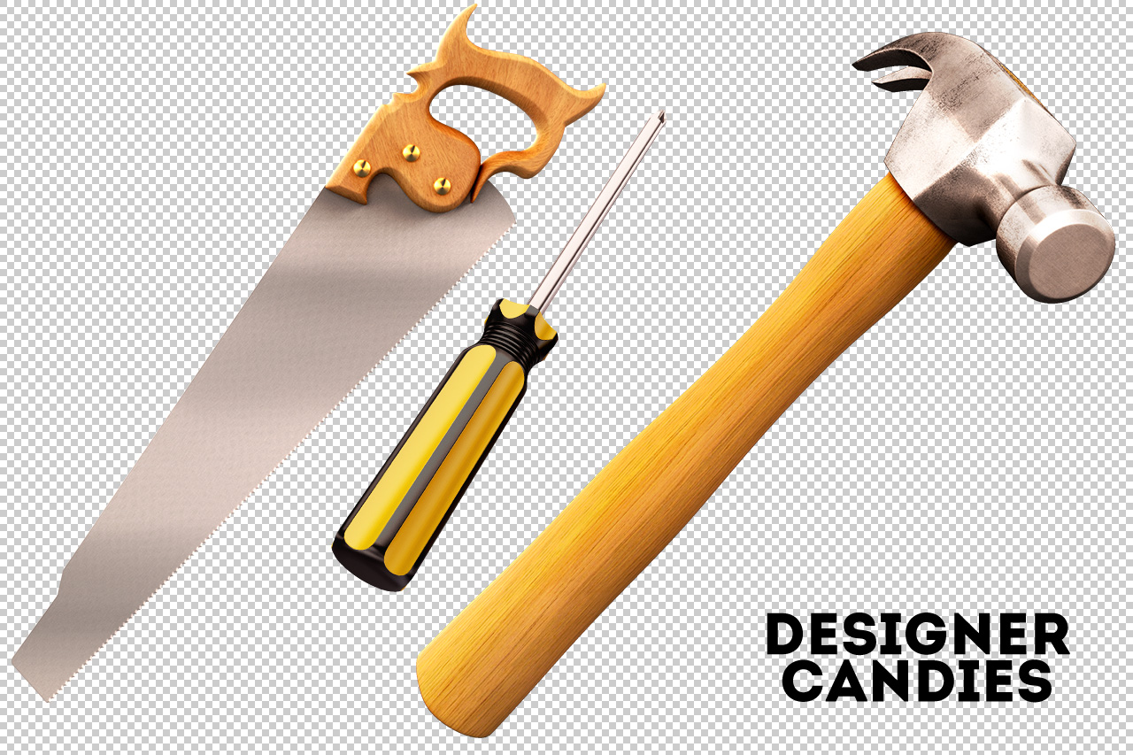 Transparent Hammer, Saw & Screwdriver