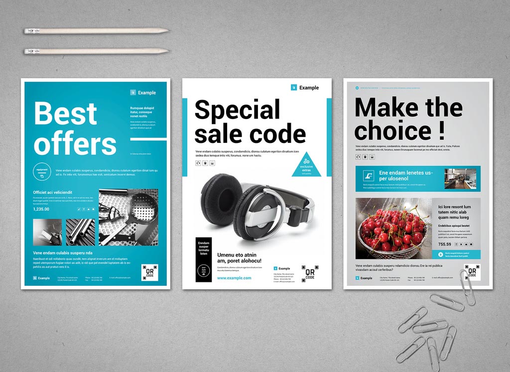 White & Blue Business Flyer Template (INDD, InDesign)
