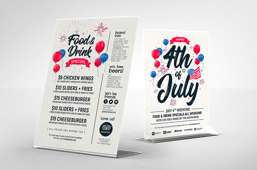 4th of July Table Tent Templates in PSD & Vector