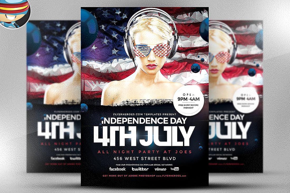 Geometric 4th July Flyer Template