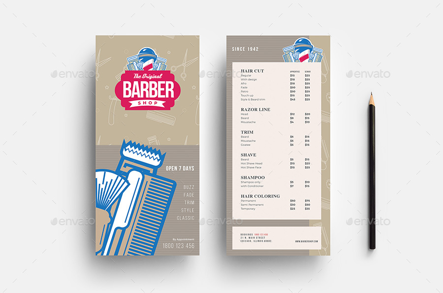 Barber Shop DL Card Template