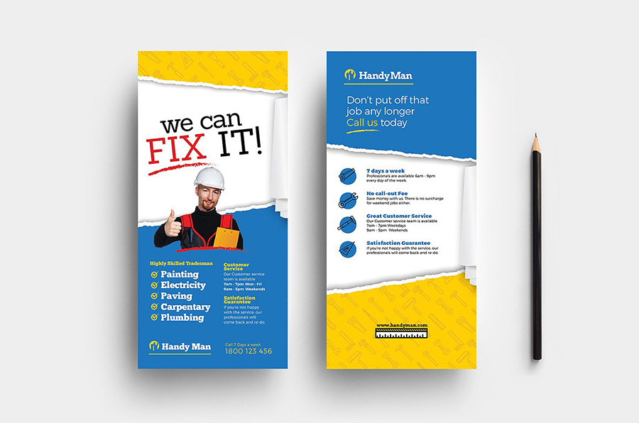 Handyman DL Rack Card Template