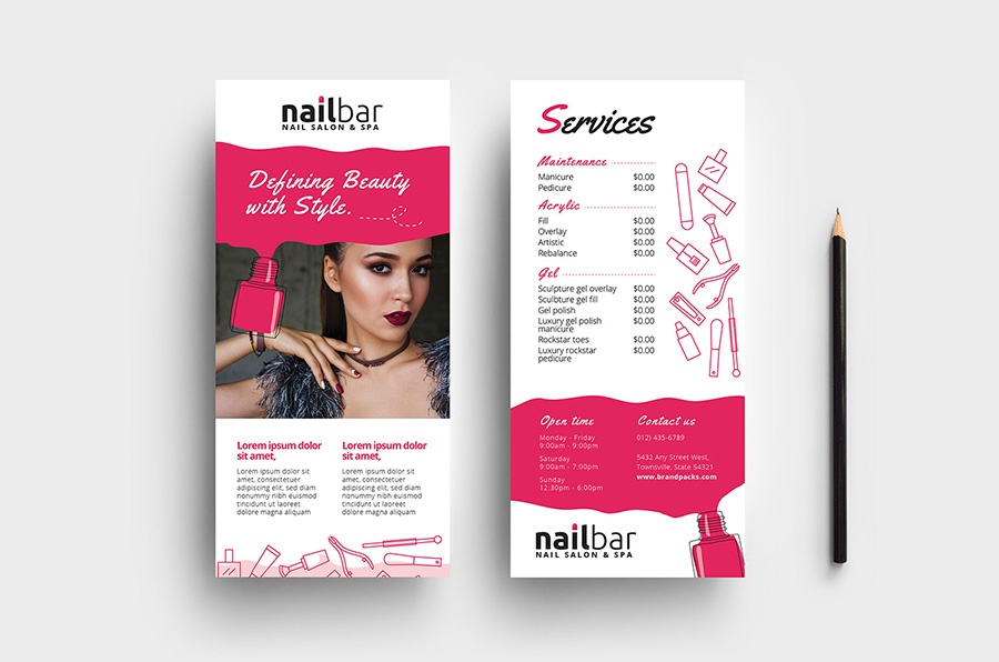 Nail Salon DL Rack Card Template
