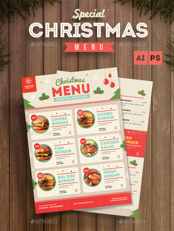 Fun Christmas Menu Flyer Template