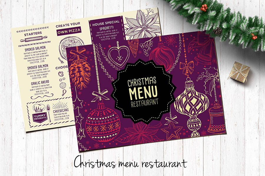 Landscape Christmas Menu Template