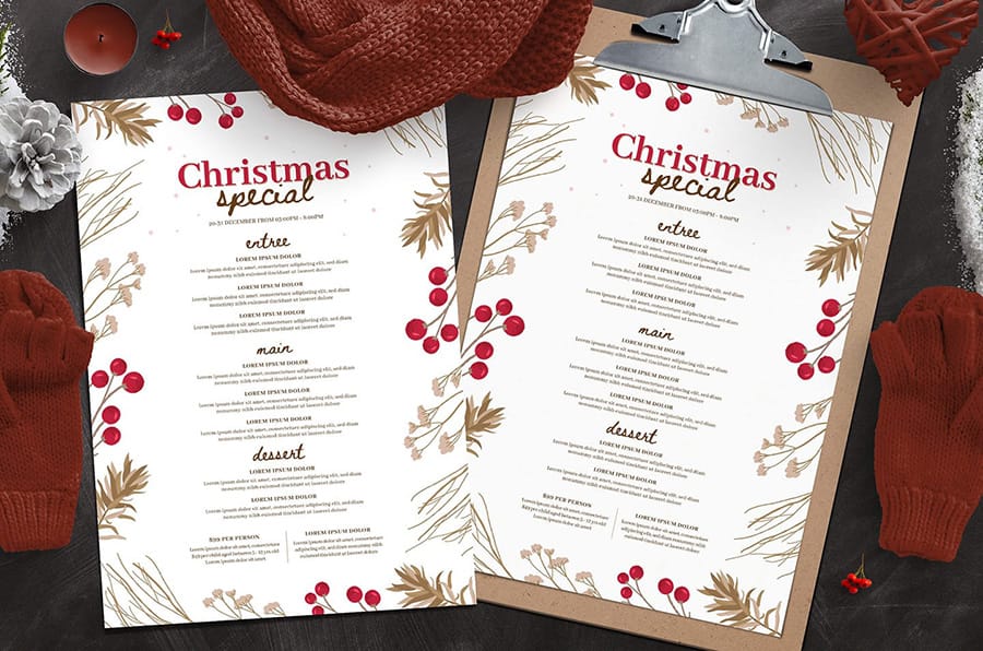 Rustic Christmas Menu Templates