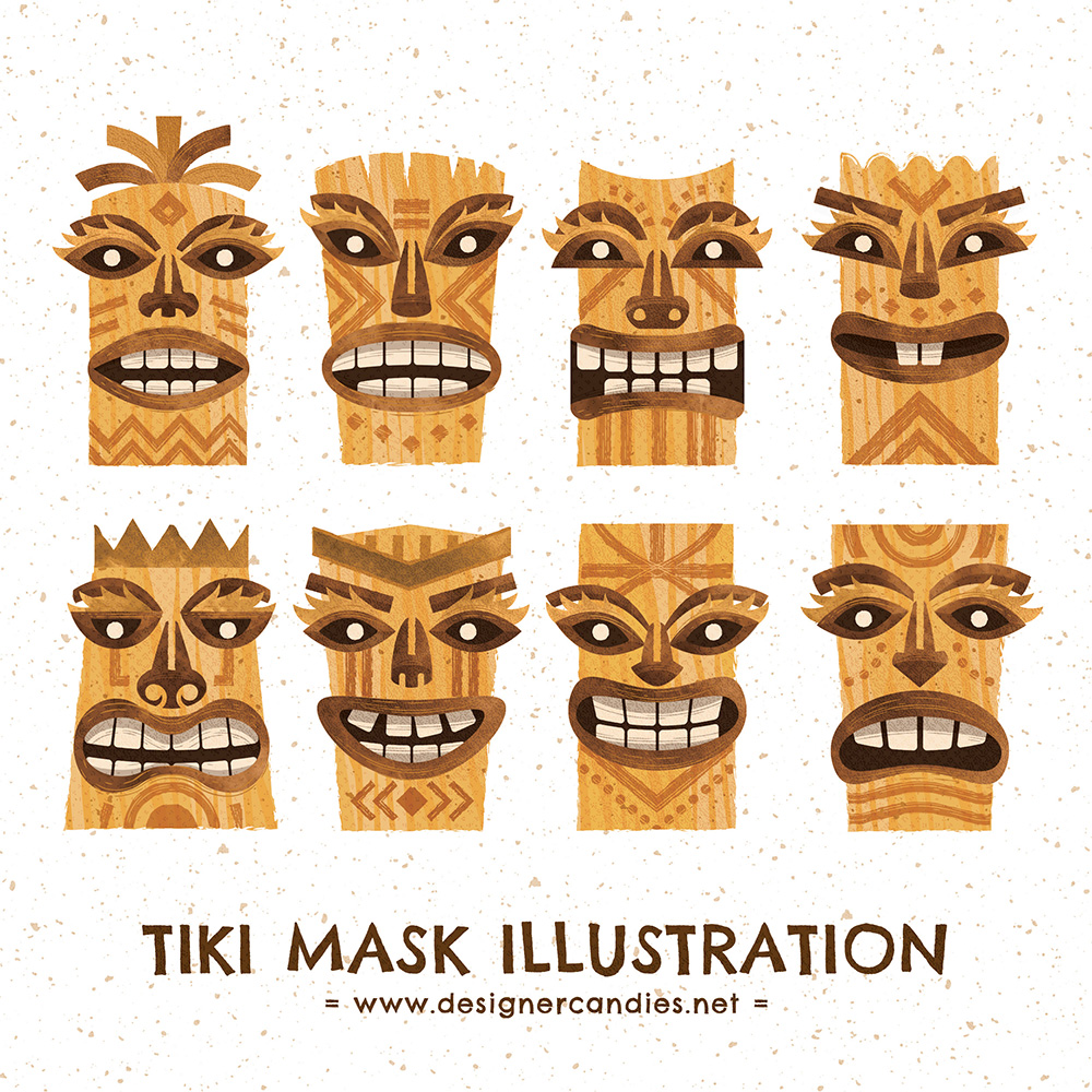 Vector Illustrations of Tiki style Totems & Idols