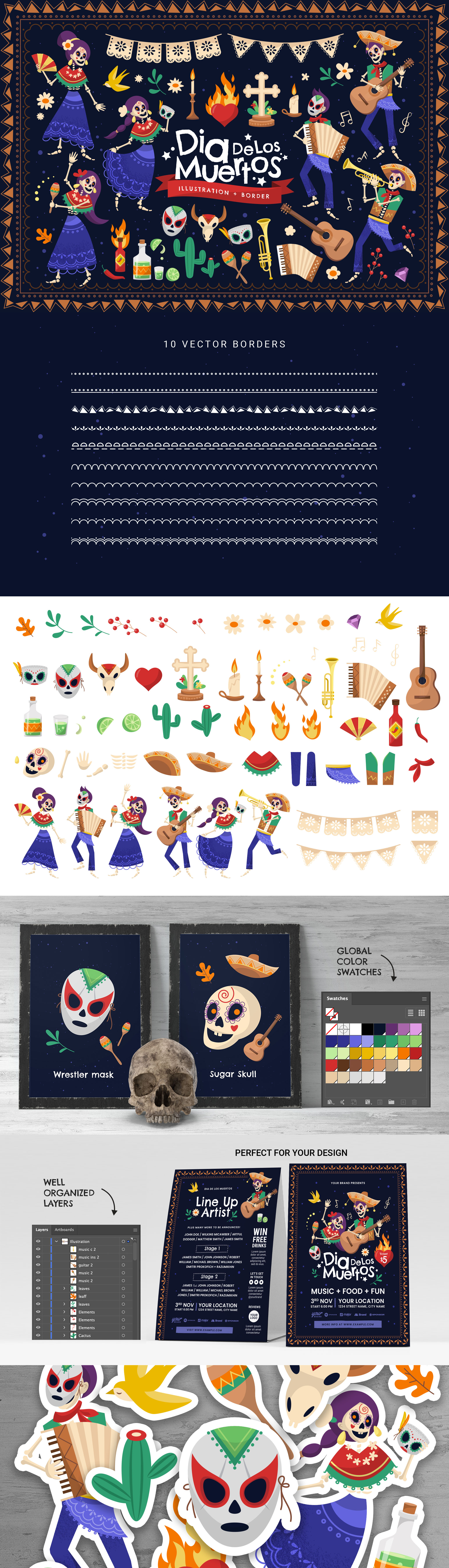 Dia De Los Muertos Illustrations Pack
