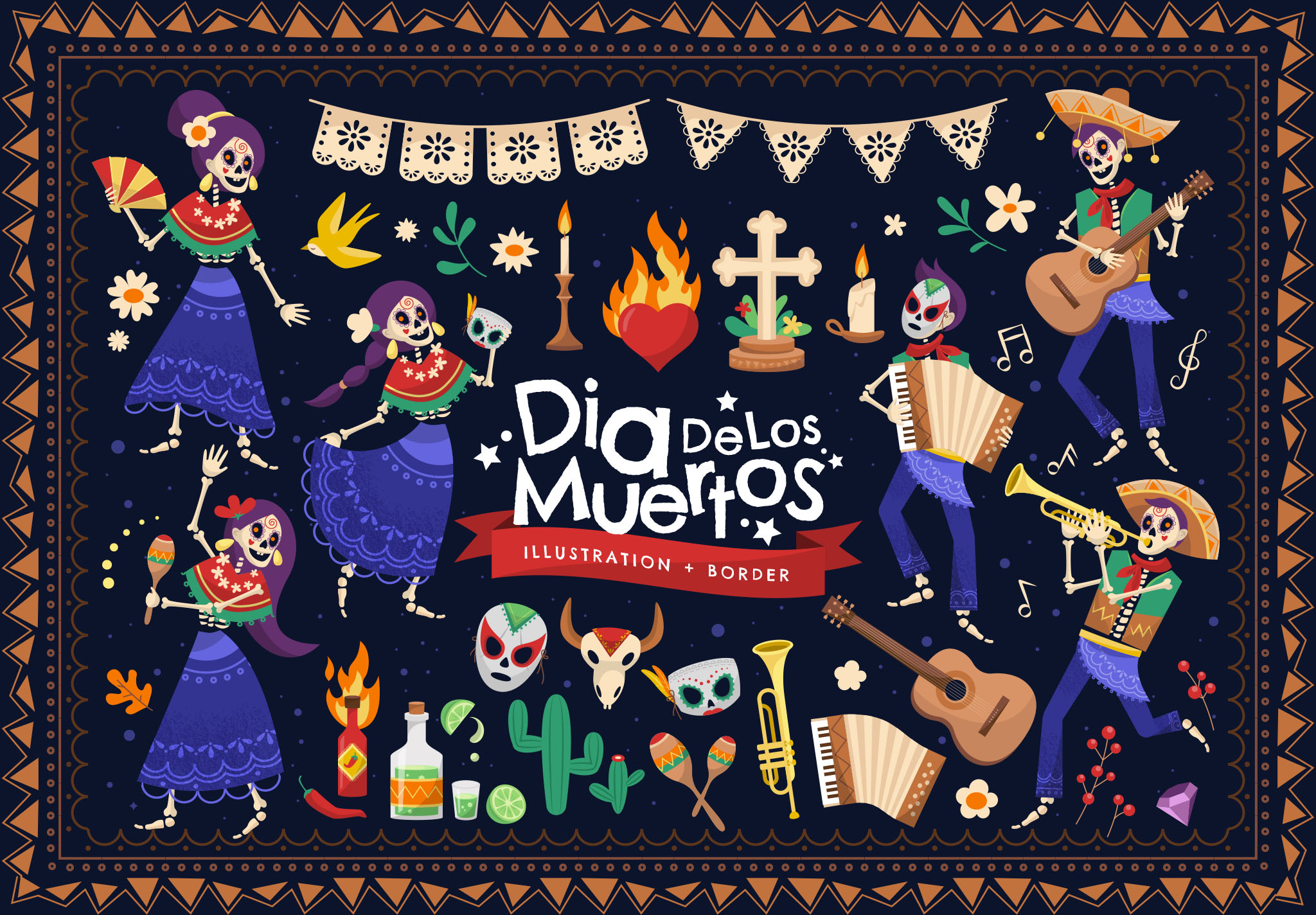 Dia De Los Muertos Illustrations Pack