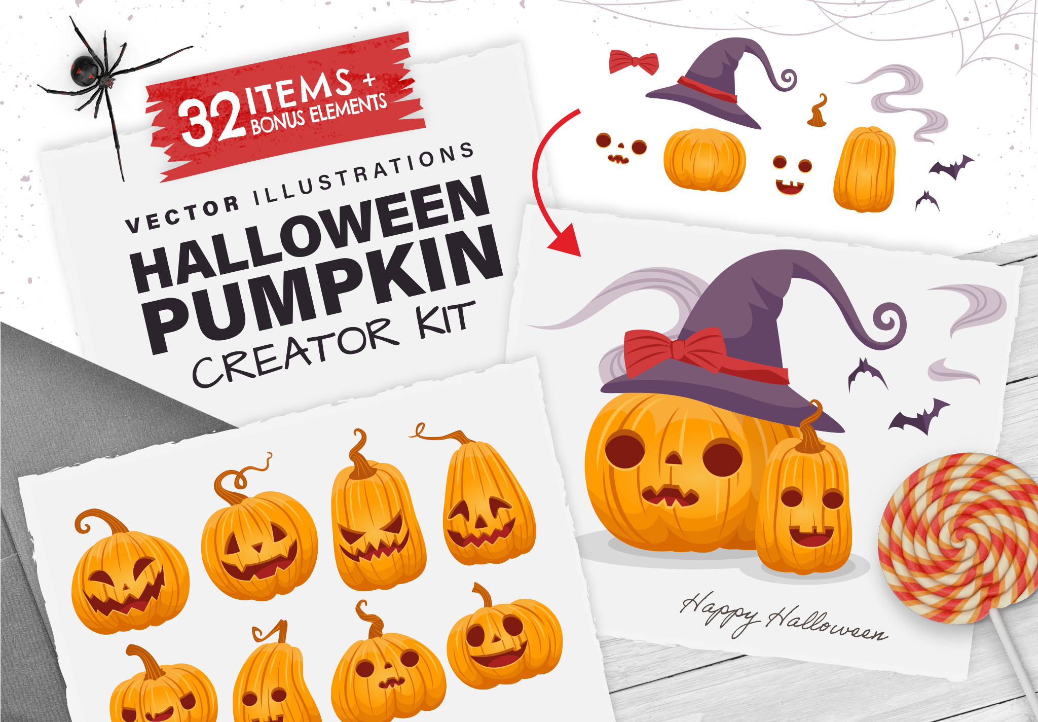 Halloween Pumpkin Vector Creator Kit