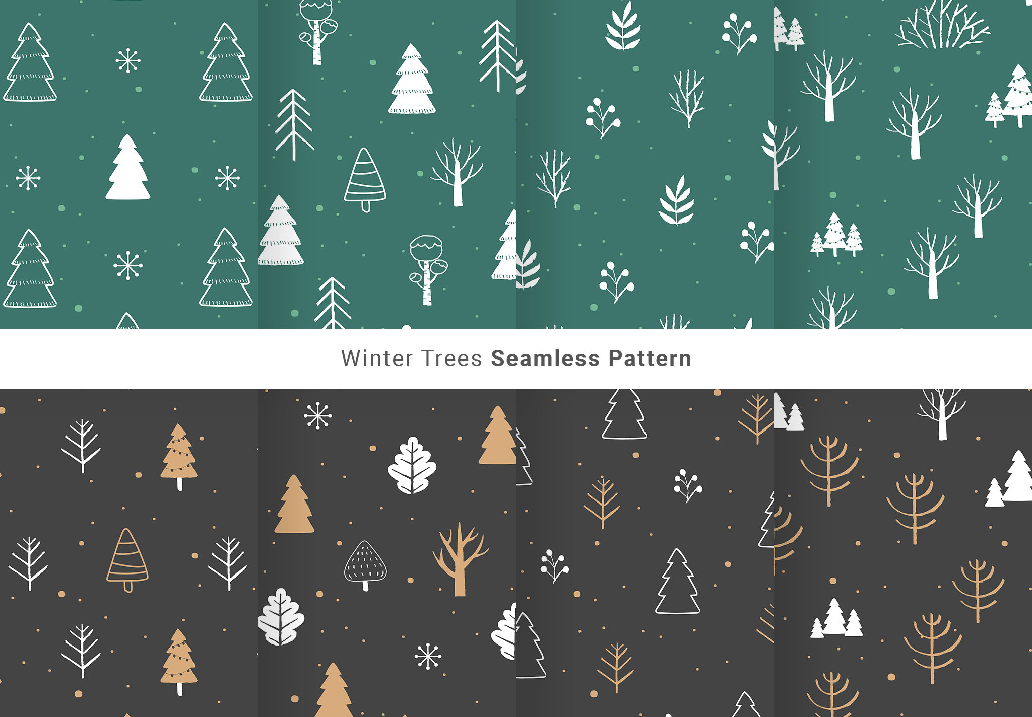 Winter Christmas Tree Patterns for Photoshop & Illustrator