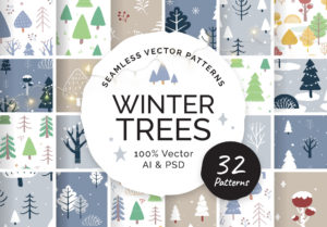 Winter Christmas Tree Patterns for Photoshop & Illustrator