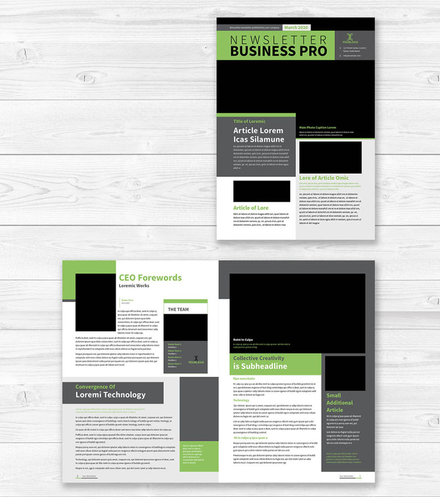 Newsletter Layout with Green Accents Newsletter Layout with Green Accents
