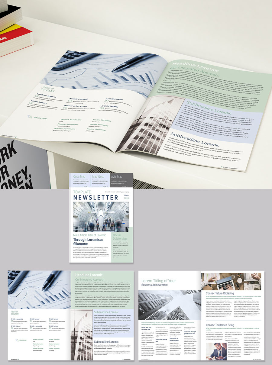 Newsletter with Mint Green and Blue Accents Newsletter with Mint Green and Blue Accents