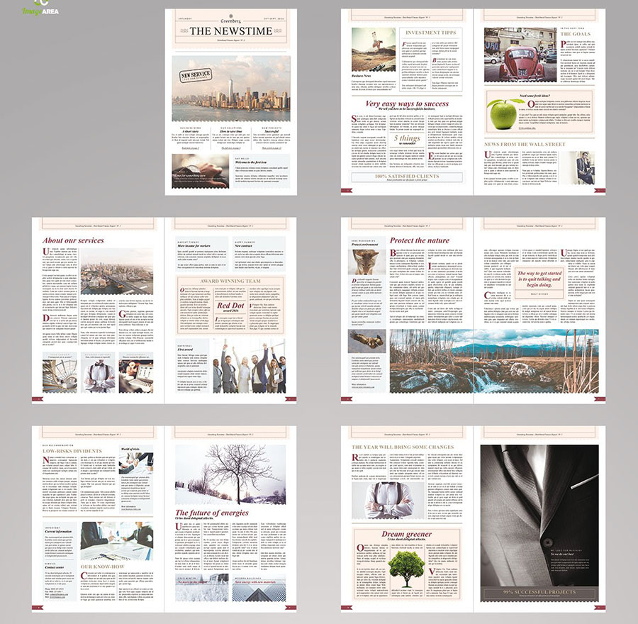 Business Newsletter Template with 24 pages for Adobe InDesign