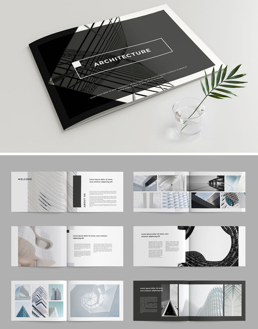 Brochure Layout with Gray Accents