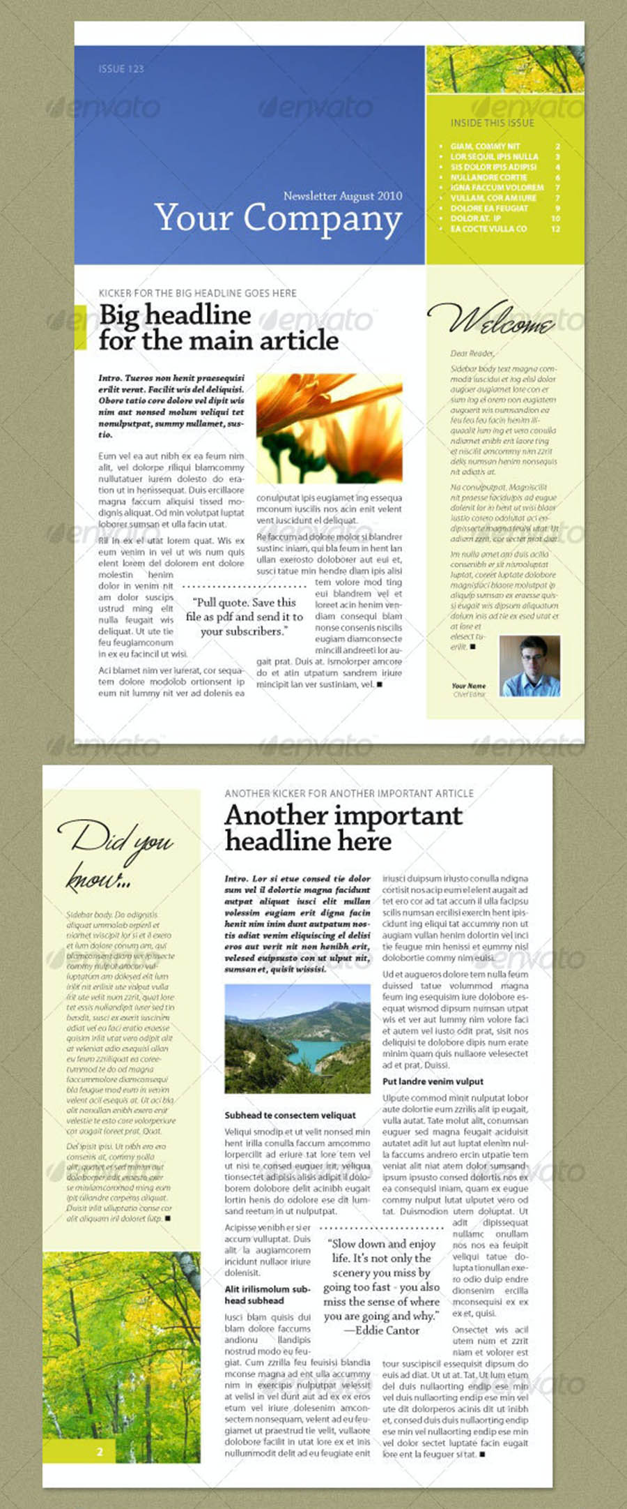 InDesign Newsletter Templates Fresh Green (4 pages) InDesign Newsletter Templates Fresh Green (4 pages)
