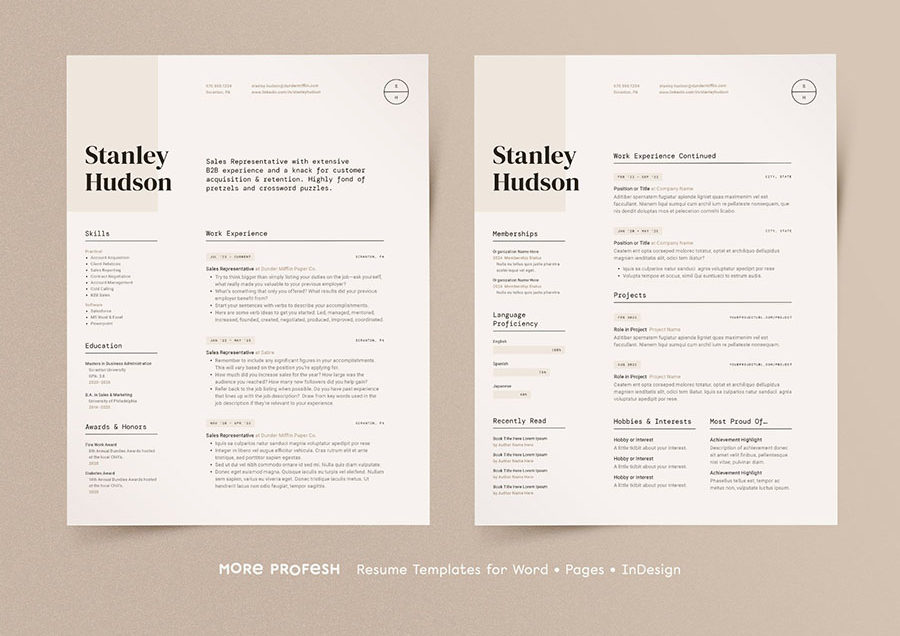 Modern Resume CV InDesign Template Design