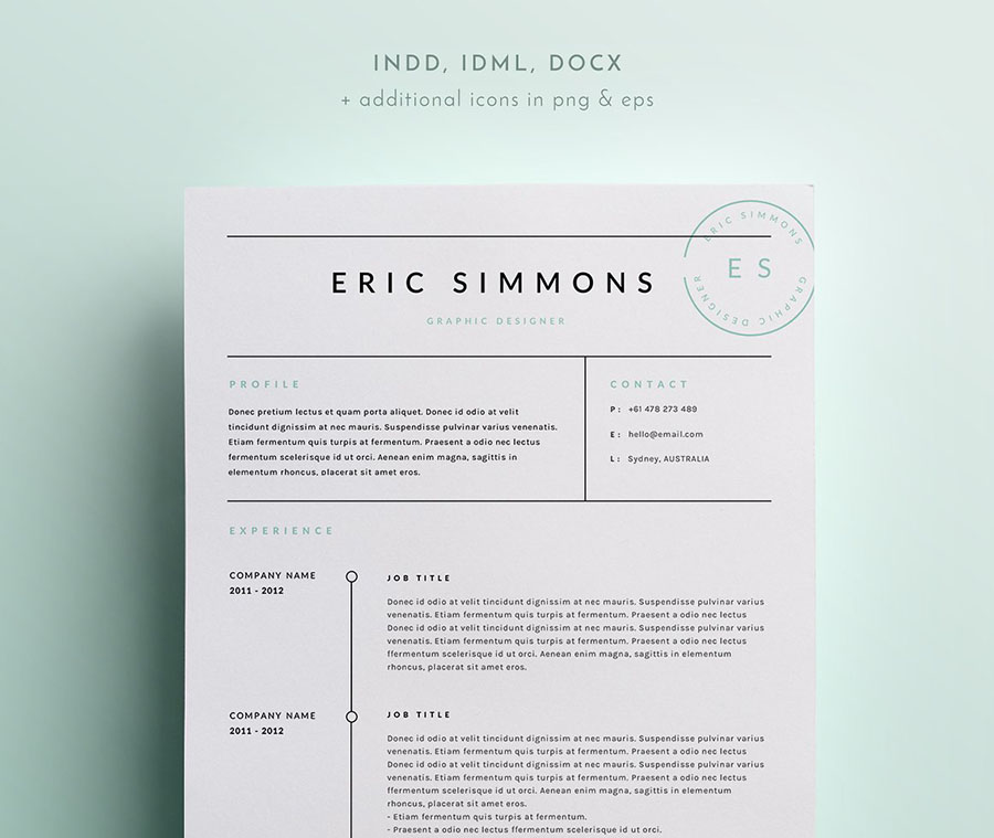 3 Page Resume Template | INDD + DOCX