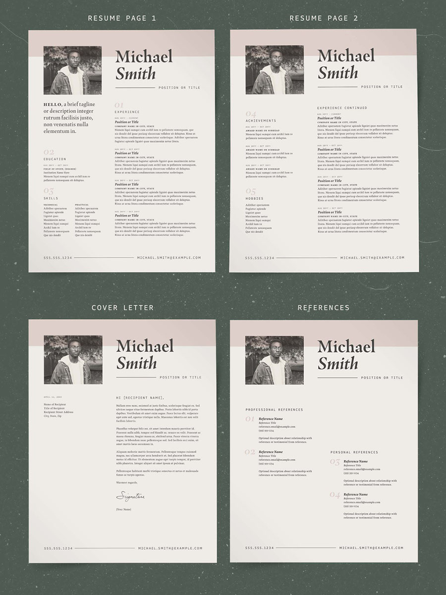 Resume Layout with Photo Placeholder
