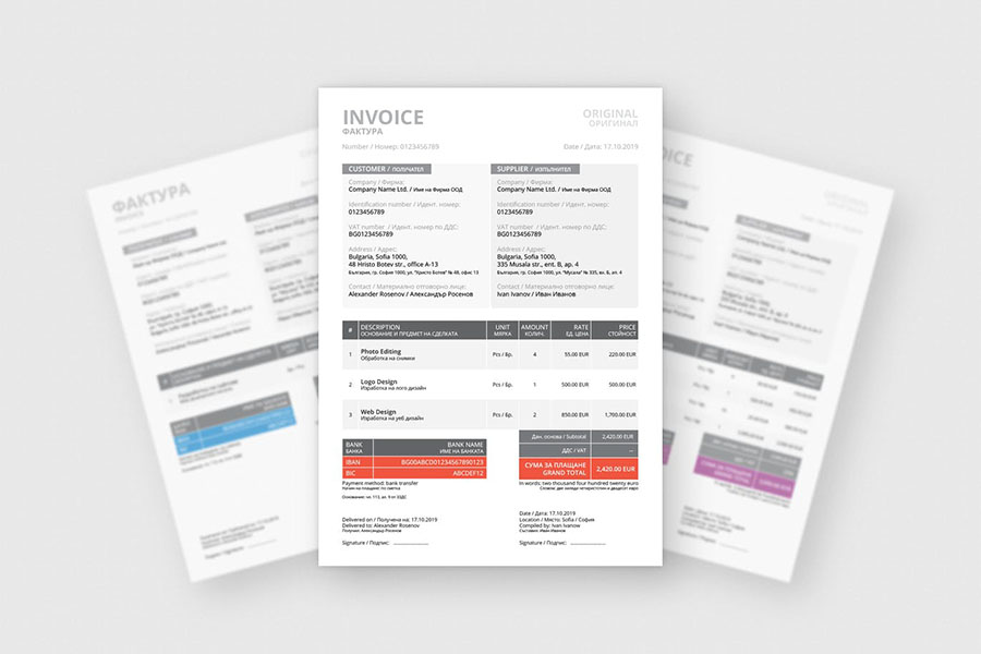 Dual Language Invoice