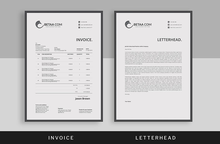 Professional and Sharp Invoice with Letterhead