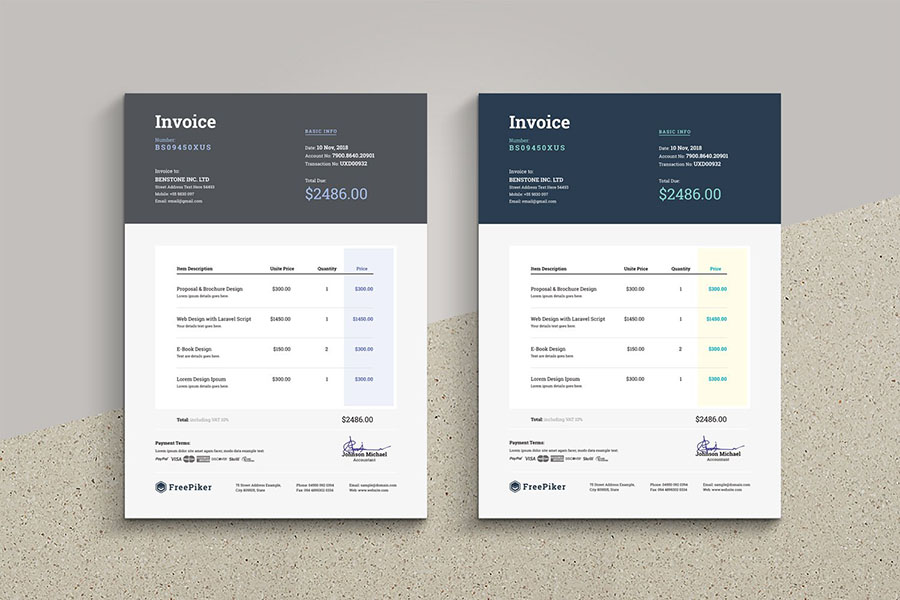 Minimal Dark Top Invoice Template