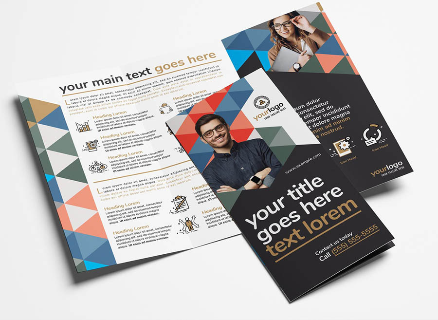 Modern Corporate Brochure with Geometric Pattern