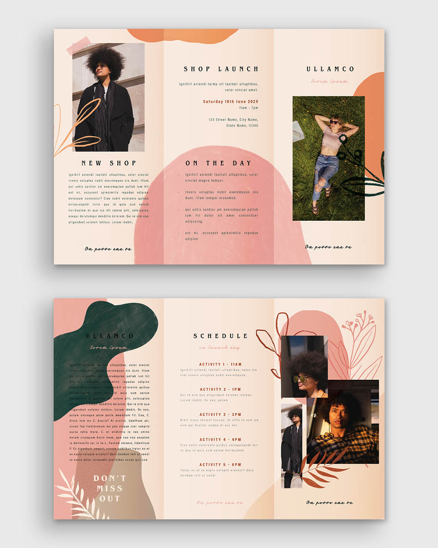 Hand Drawn Floral Brochure Layout