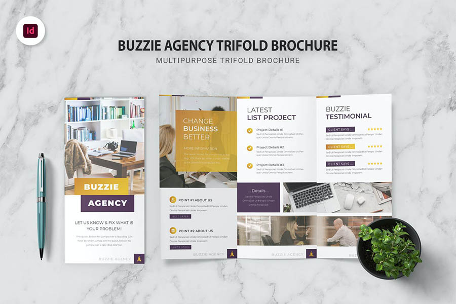 Buzzie Agency Trifold InDesign Template