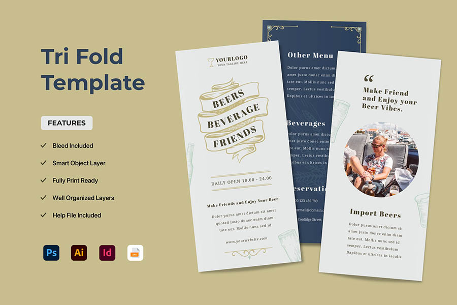 Tri Fold Brochure Templates for InDesign
