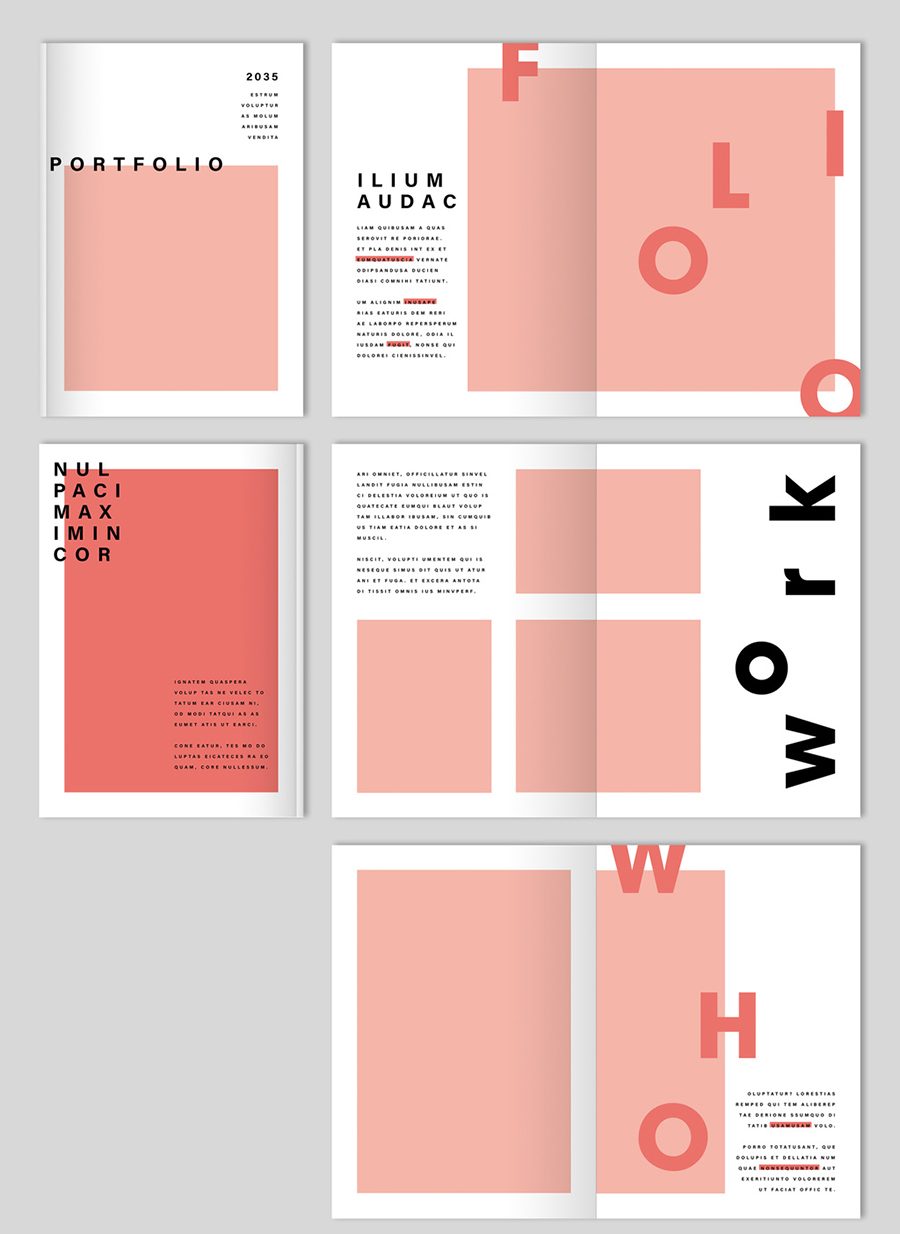 InDesign Portfolio Layout with Coral Accents