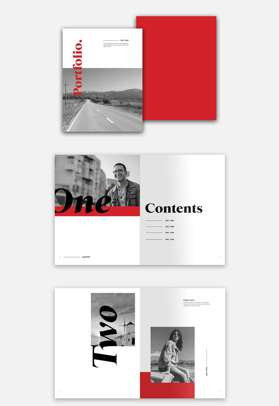 Red Portfolio Layout with Bold Type