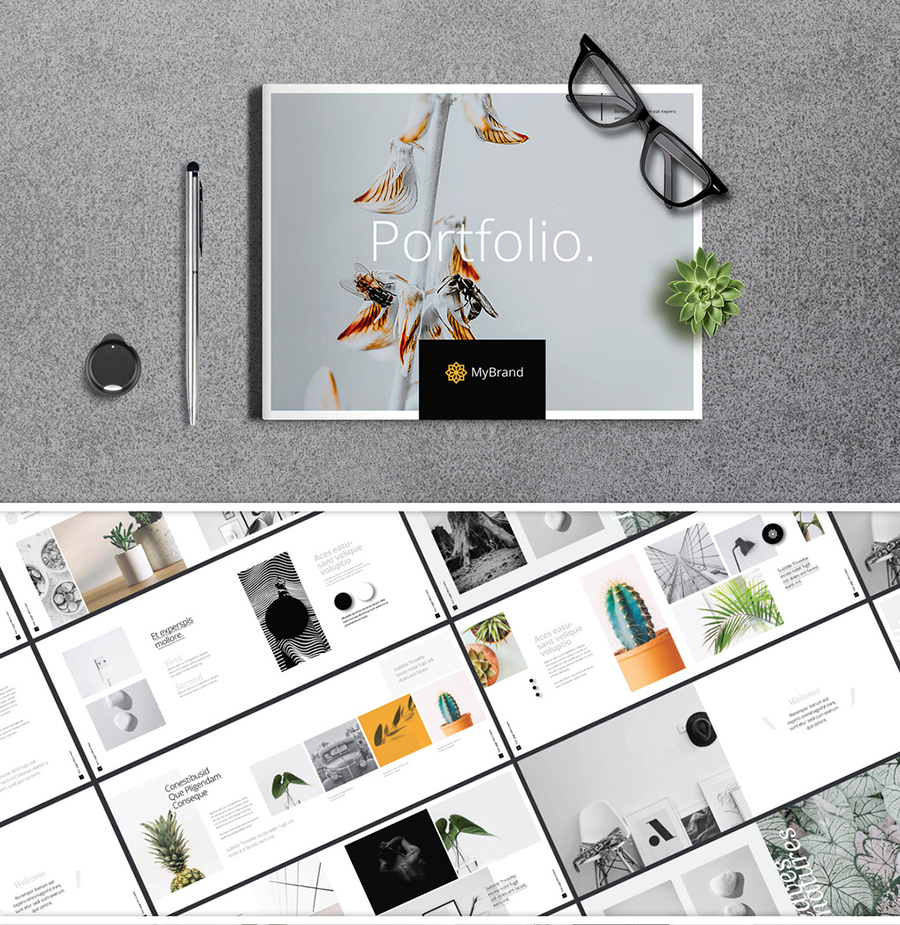 Portfolio Brochure Layout with Orange Accents