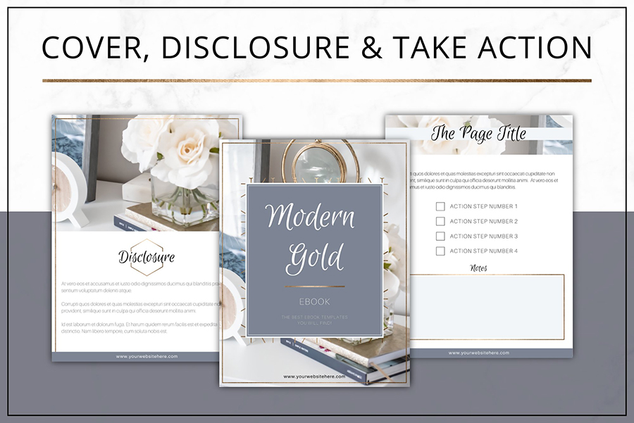  Gold eBook Template Canva | InDesign