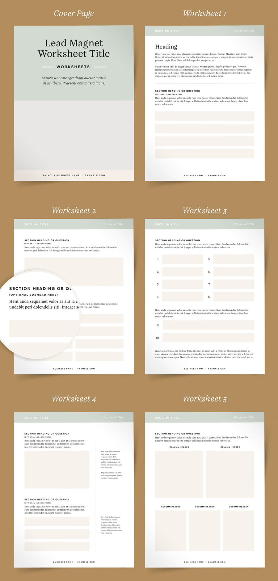 Worksheet Booklet Layouts