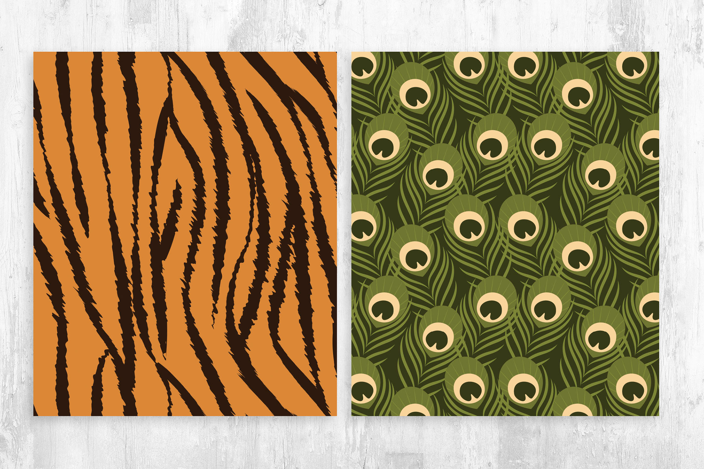Tiger & Peacock Pattern for Photoshop & Illustrator