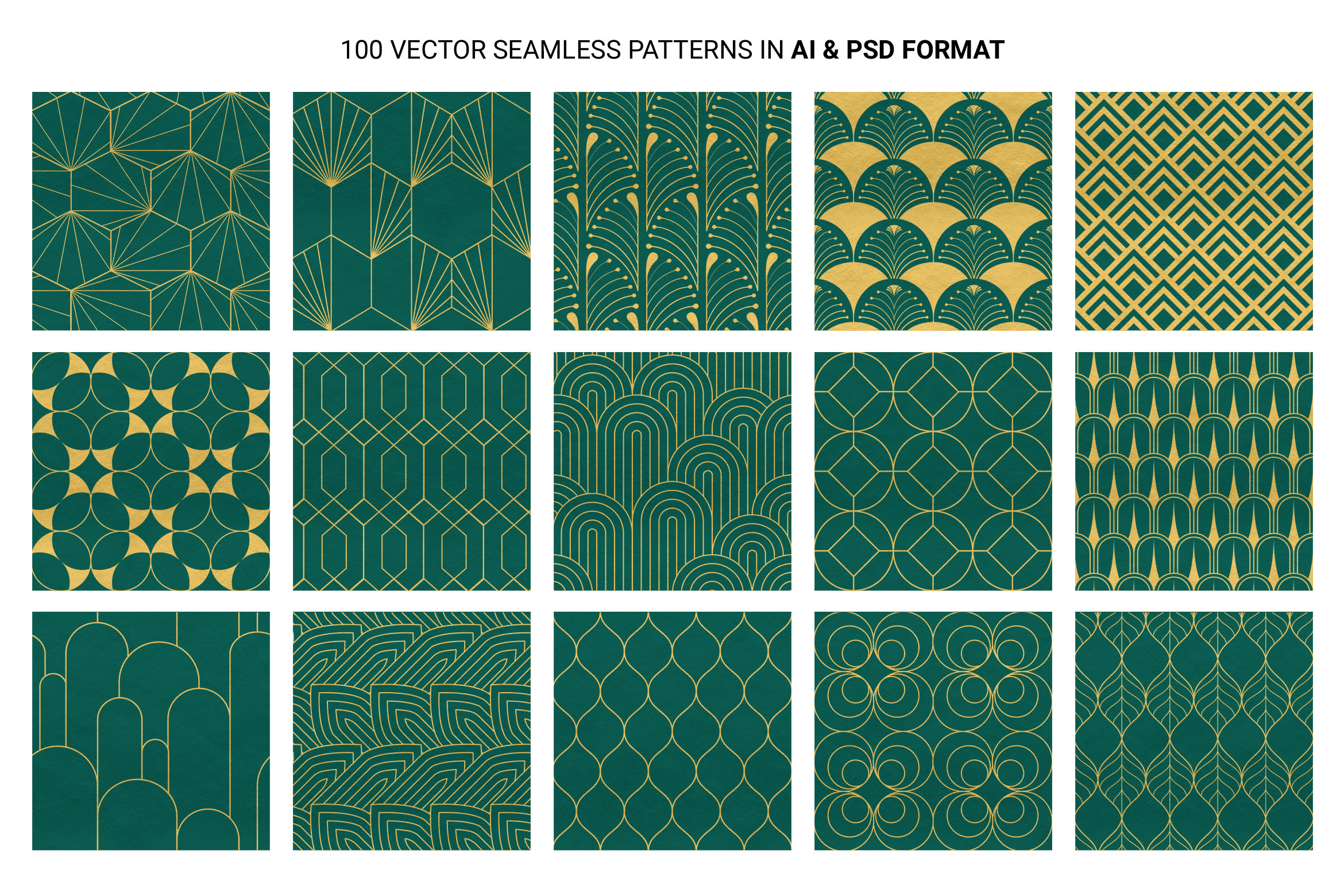 Art Deco Patterns for Photoshop, Illustrator, PNG